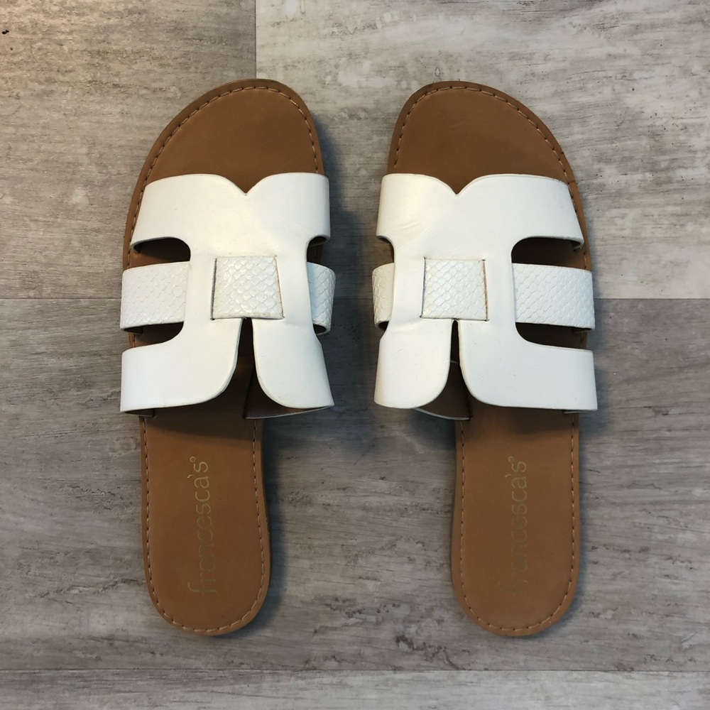 Francescas white slide sandals size 8